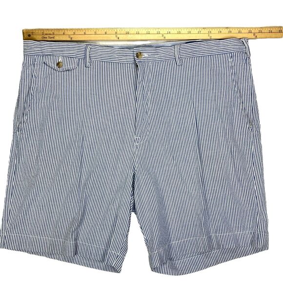 Polo Ralph Lauren Seersucker Short Men 42 Blue Nautical Golf Country Club Preppy - Picture 7 of 13